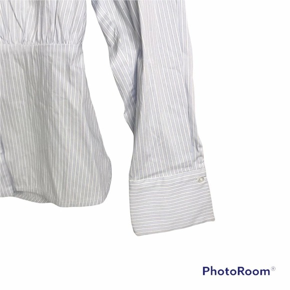 Sandro blue striped button down long sleeve blouse size 3 - Picture 4 of 9